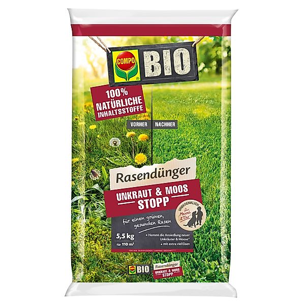 Compo Bio-Rasendünger Unkraut & Moos Stopp 5,5 kg günstig online kaufen