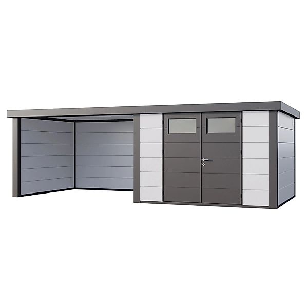 Gerätehaus Classico 3030 mit Lounge L Links 642 cm x 238 cm Weiß günstig online kaufen