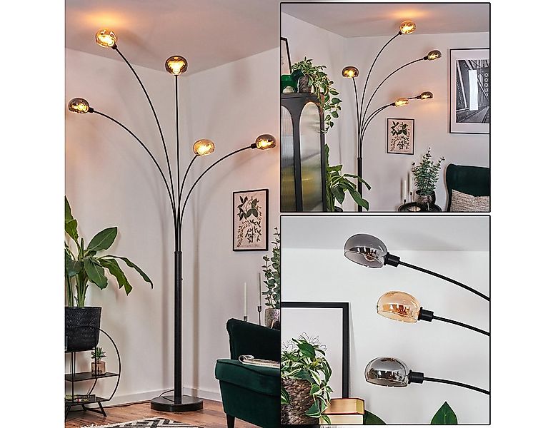 hofstein Stehlampe Stehlampe aus Metall in Schwarz/Rauch/Bernstein, Retro-D günstig online kaufen