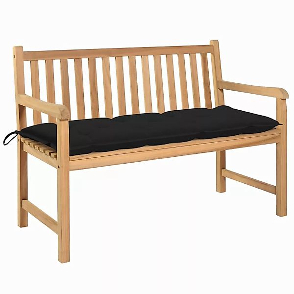 Gartenbank Mit Schwarzer Auflage 120 Cm Massivholz Teak günstig online kaufen