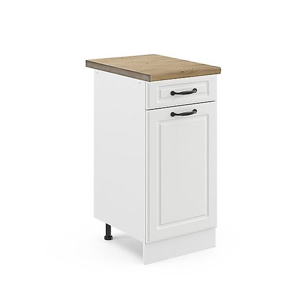 Vicco Küchenunterschrank R-Line Weiß Landhaus/Weiß 40 cm AP Anthrazit günstig online kaufen