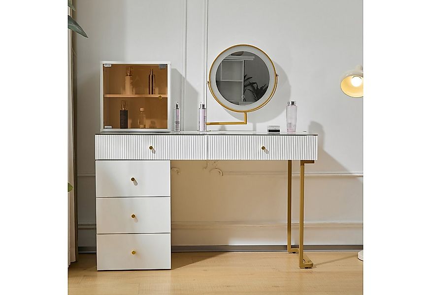 Flieks Schminktisch, Kosmetiktisch mit LED Spiegel + transparenter Tischpla günstig online kaufen