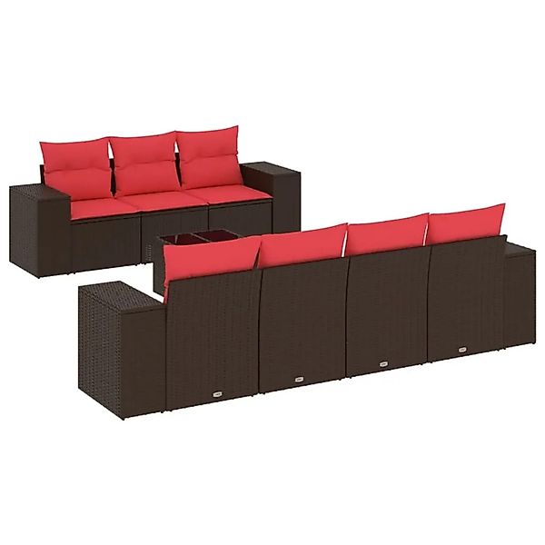 vidaXL 8-Tlg Gartensofa-Set mit Kissen Braun Polyrattan 3222333 günstig online kaufen