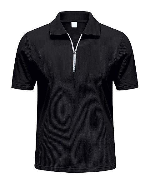 Allthemen Poloshirt mit Cord-Struktur Halbzip Kurzarmshirt günstig online kaufen