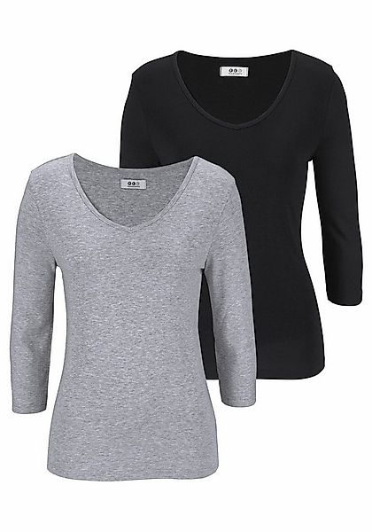 Flashlights V-Shirt (2er-Pack) unifarben, V-Ausschnitt, Basic-Stil, aus Bau günstig online kaufen