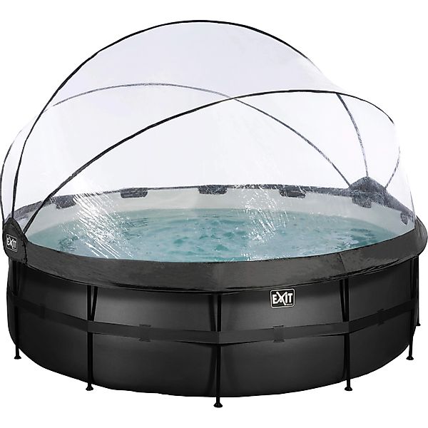 Exit Black Leather Pool Schwarz ø 427 x 122 cm m. Sandfilterpumpe u. Abdeck günstig online kaufen