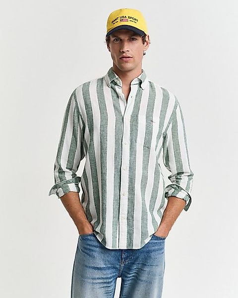 Gant Langarmhemd Regular Fit Hemd aus Baumwolle und Leinen mit Streifen günstig online kaufen