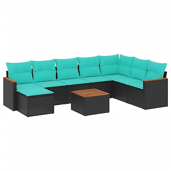 vidaXL 9-Tlg Gartensofa-Set mit Kissen Schwarz Polyrattan 3226253 günstig online kaufen