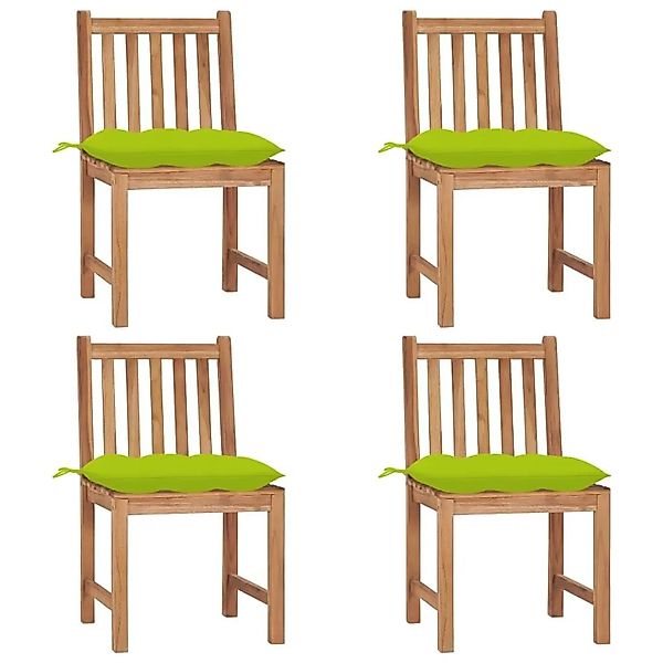 vidaXL Gartenstühle 4 Stk mit Kissen Massivholz Teak 3073114 günstig online kaufen