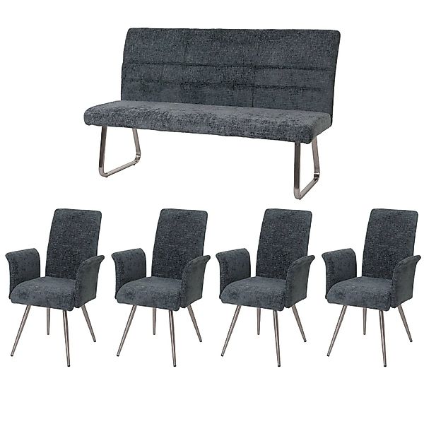 MCW Esszimmer-Set G55 4er-Set Stuhl mit Armlehne+Sitzbank 160cm 5-teilig St günstig online kaufen