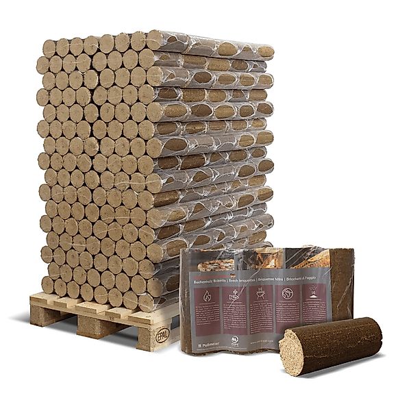 Pollmeier Holzbriketts Premium Buchenholz 6kg x 160 Gebinde 960kg Palette günstig online kaufen