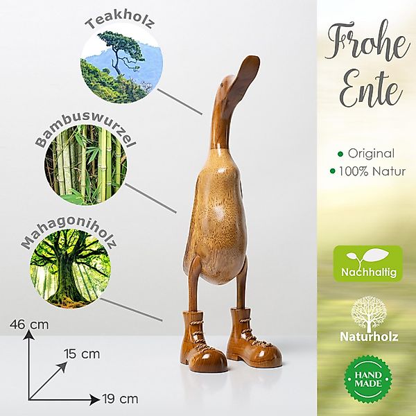 Rikmani Dekofigur Holzfigur Ente, Handgefertigte Dekoration günstig online kaufen