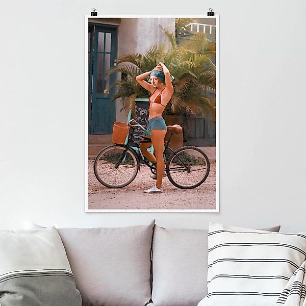 Poster Fahrrad Mädchen günstig online kaufen