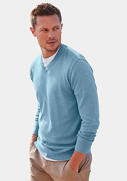 H.I.S Strickpullover, mit V-Ausschnitt, Pullover aus Feinstrick, Baumwollmi günstig online kaufen