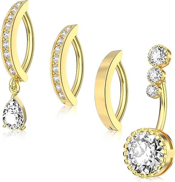 LuxusKollektion Schmuckset Bauchnabelpiercing Set Edelstahl Strass günstig online kaufen