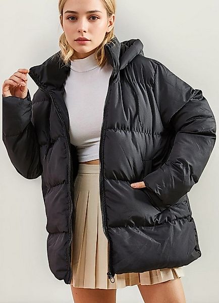 fashionshowcase Steppmantel Damen Jacke mit Kapuze Wasserabweisend leichtge günstig online kaufen