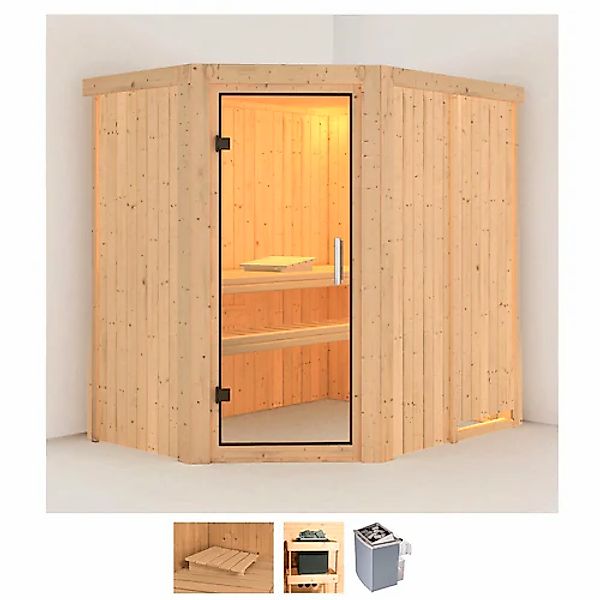 Karibu Sauna »Clara« Set, 9 KW-Ofen mit integrierter Steuerung günstig online kaufen