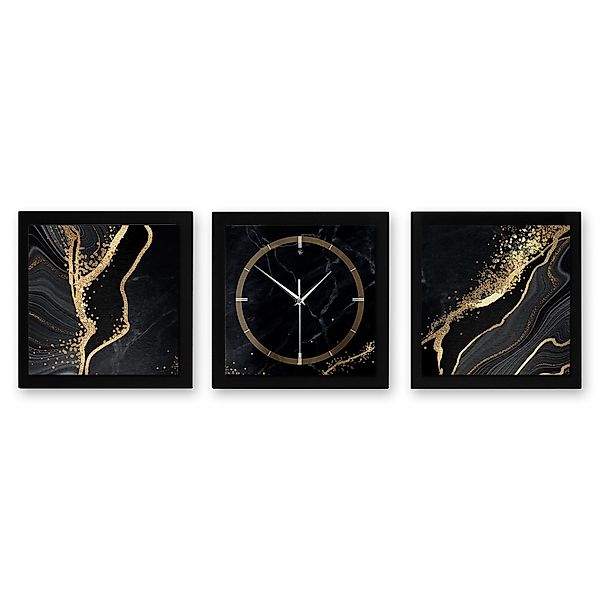 Kreative Feder Wanduhr Gold & Black günstig online kaufen