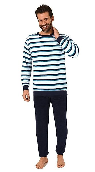 Normann Pyjama Herren Frottee Schlafanzug mit Bündchen in Streifenoptik - 2 günstig online kaufen