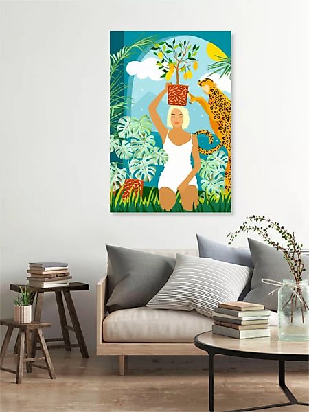 Poster / Leinwandbild - Bring The Jungle Home Illustration, Tropical Cheeta günstig online kaufen