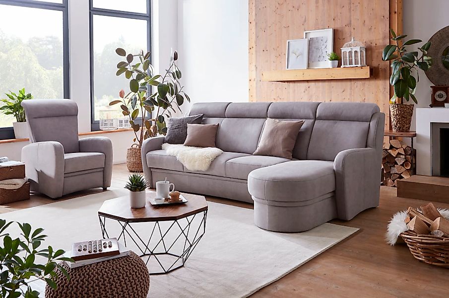 VILLA BECK Ecksofa "Varese L-Form", (2 St.), Kopfteilverstellung, wahlweise günstig online kaufen