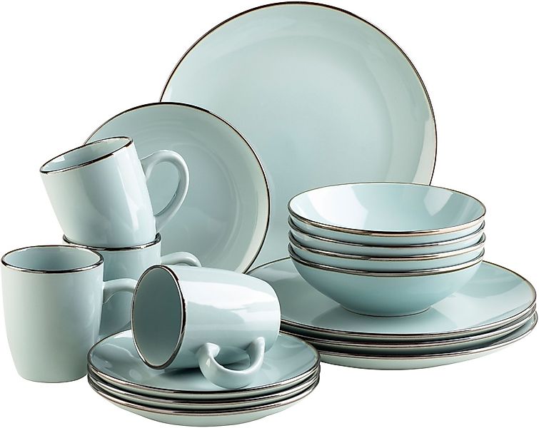 MÄSER Kombiservice "METALLIC RIM, Geschirr-Set, Steinzeug" günstig online kaufen