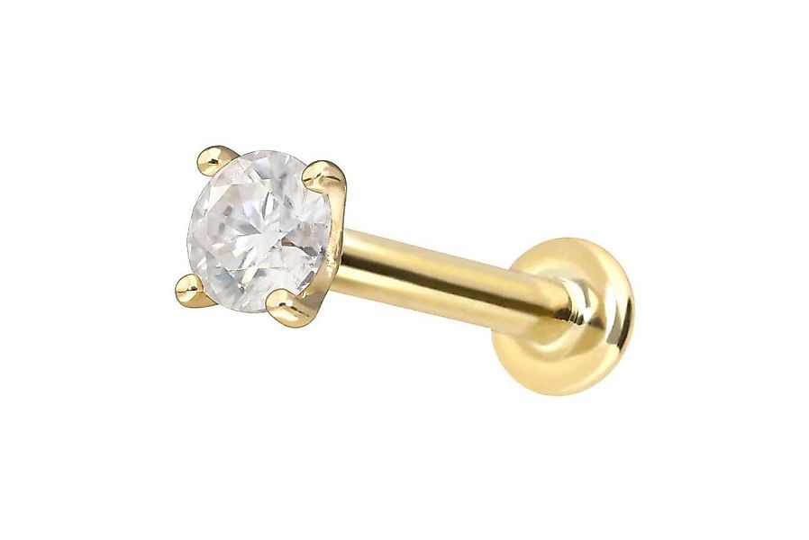 PIERCINGLINE Piercing-Set 14 Karat Gold Labret mit Push Fit MOISSANIT (Labr günstig online kaufen