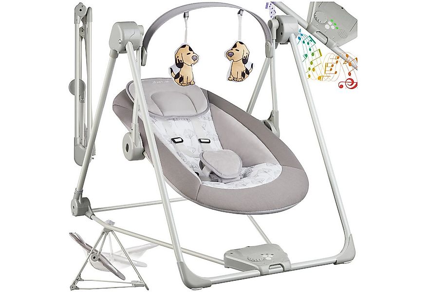 tectake Babyschaukel Babywippe Dogs, klappbar, 5 Geschwindigkeitsstufen, Ti günstig online kaufen