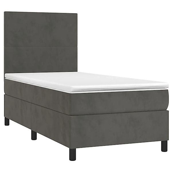 vidaXL Boxspringbett mit Matratze Dunkelgrau 90x200 cm Samt 3142882 günstig online kaufen