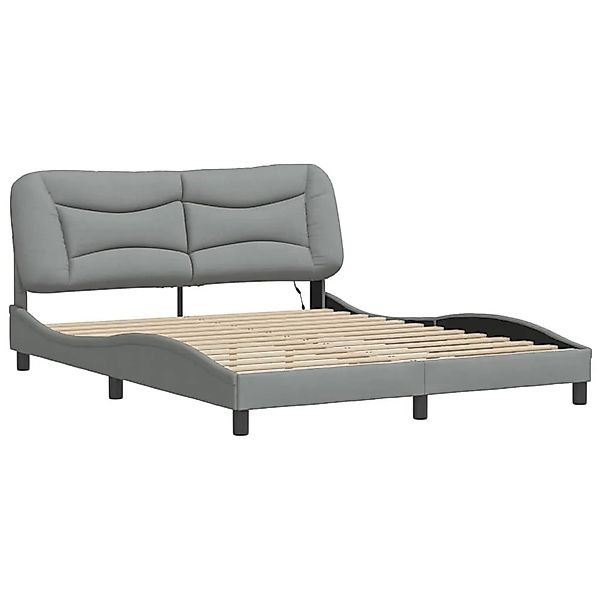 vidaXL Bettgestell mit LED ohne Matratze Hvar Hellgrau 160x200 cm Stoff 321 günstig online kaufen
