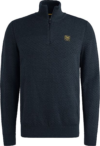 PME Legend Half Zip Structure Mouliné Sweater Navy - Größe M günstig online kaufen