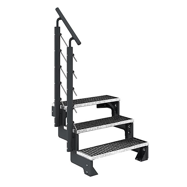 Dolle Außentreppe Gardentop Anthrazit 3 Gitterroststufe 100 cm inkl. Geländ günstig online kaufen