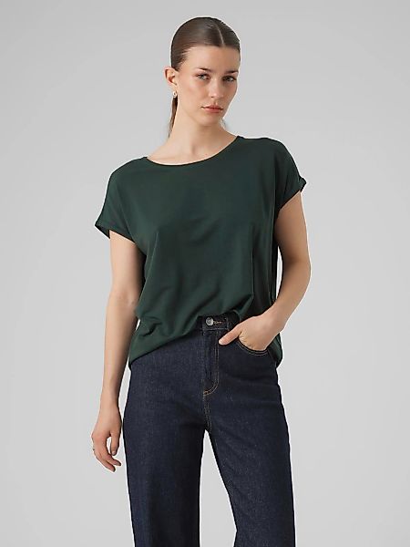 Vero Moda Rundhalsshirt "VMAVA PLAIN SS TOP GAJRS NOOS" Materialmix, regula günstig online kaufen