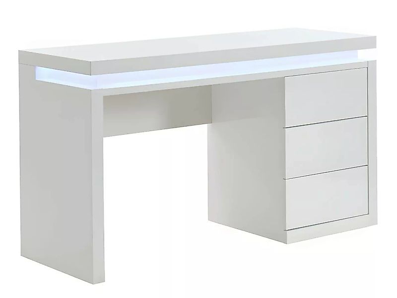 Schreibtisch mit 3 Schubladen & LED-Beleuchtung - MDF - Weiß - EMERSON günstig online kaufen
