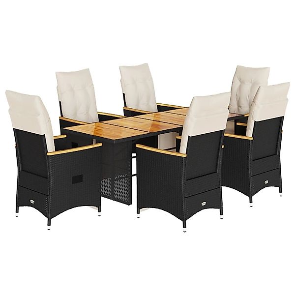 vidaXL 7-Tlg Garten-Bistro-Set mit Kissen Schwarz Poly Rattan 3276965 günstig online kaufen