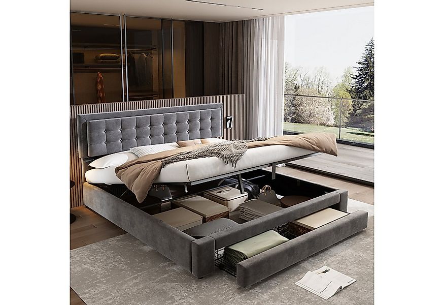 STILVORA Polsterbett 160x200 Doppelbett mit Stauraum&Lattenrost,Bettgestell günstig online kaufen