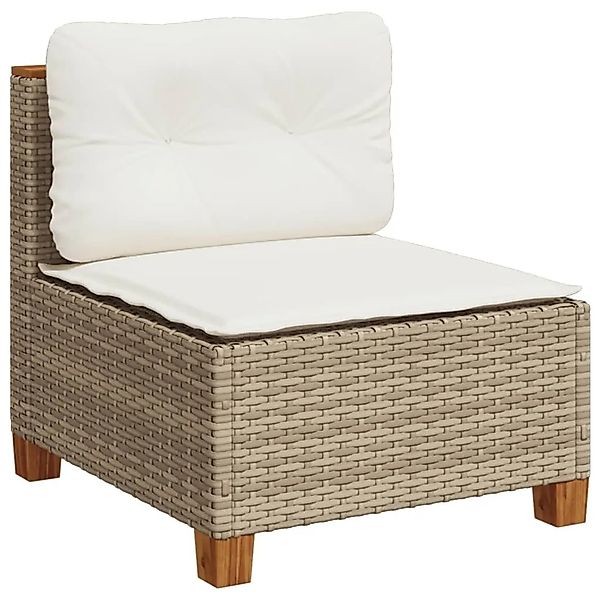 vidaXL Gartensofa ohne Armlehnen mit Kissen Beige Poly Rattan 365907 günstig online kaufen