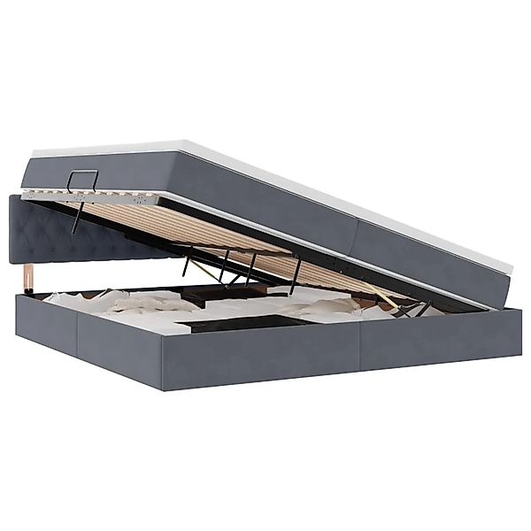 vidaXL Stauraumbett mit Matratze Dunkelgrau 200 x 200 cm Samt 3370840 günstig online kaufen
