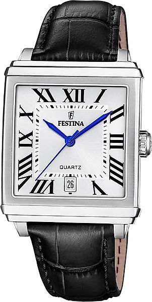 Festina Quarzuhr Festina Herrenuhr Leder schwarz günstig online kaufen