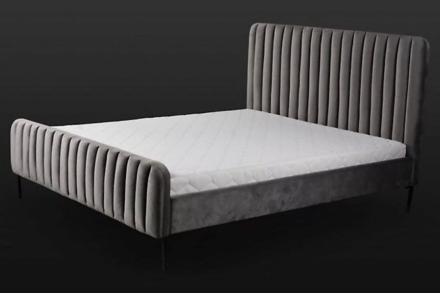 JVmoebel Bett Graue Doppelschlafzimmer Holzmöbel Design elegant Stoff Möbel günstig online kaufen