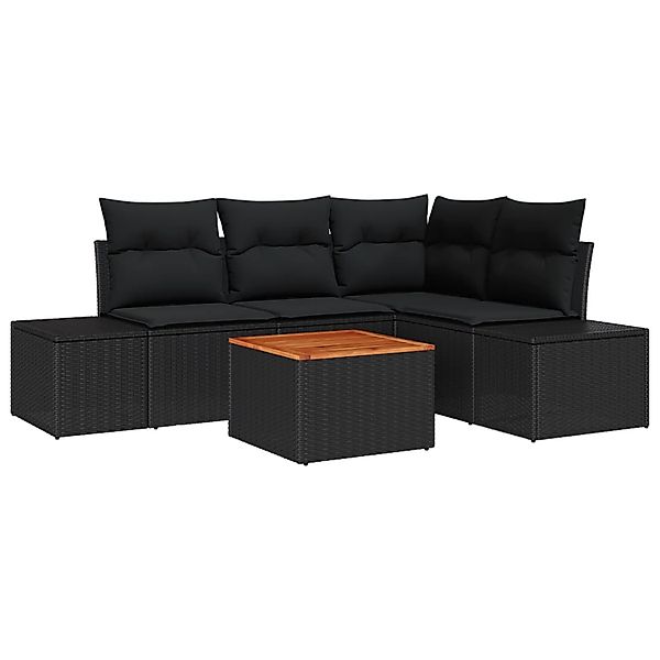 vidaXL Garten-Sofa-Set 5-Tlg Schwarz 3356623 günstig online kaufen