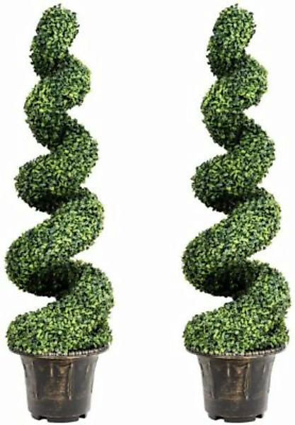 COSTWAY® Kunstpflanze 2er Set Spiral-Bonsai grün günstig online kaufen