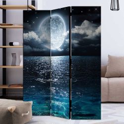 Blickdichter Raumtrenner mit Motiv Ozean und Vollmond in günstig online kaufen