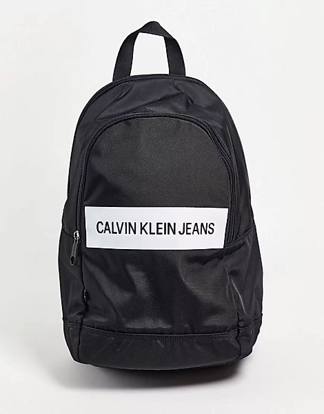 Calvin Klein Jeans – Rucksack in Schwarz mit Logoeinsatz günstig online kaufen