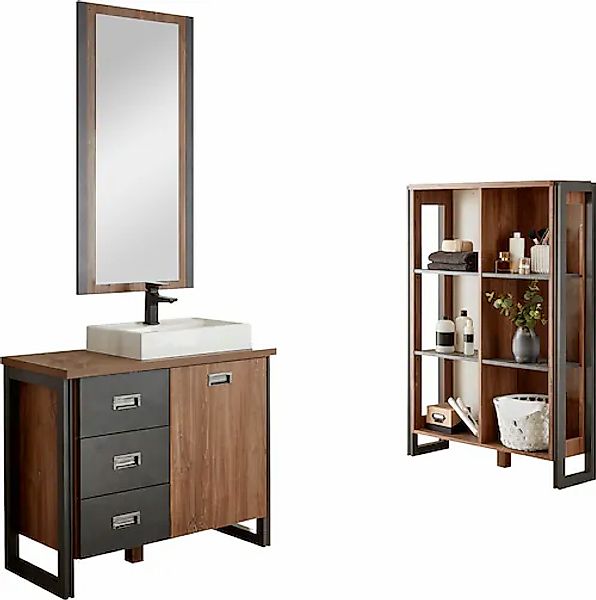 Home affaire Badmöbel-Set »Detroit, Bad im Industrialdesign, 3-teiliges Bad günstig online kaufen