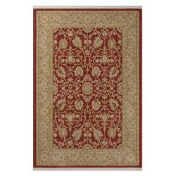 Dunkelroter Kurzflor Teppich im orientalischen Stil mit floralem Muster günstig online kaufen