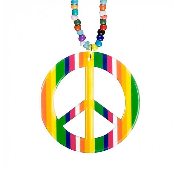 Boland Kostüm Hippie Halskette Happiness mit Perlen, Bunt günstig online kaufen