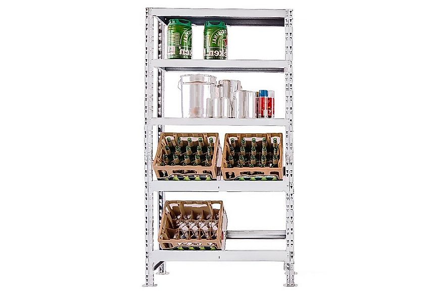 Szagato Regal Getränkekisten-Regal für 4 Kisten + 3 Böden 180x90x30 cm weis günstig online kaufen