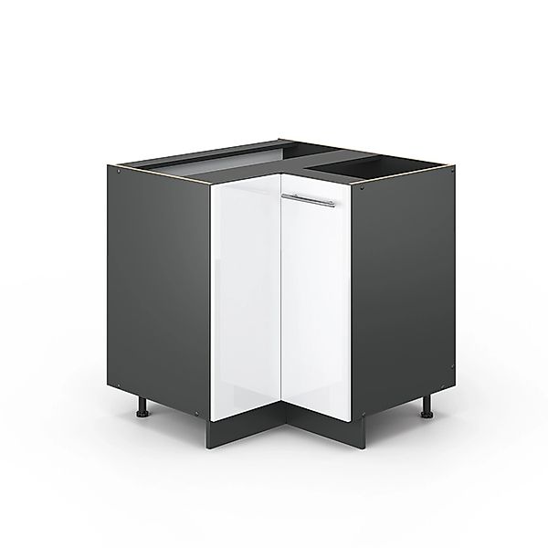 Vicco Eckunterschrank Fame-Line Weiß Hochglanz/Anthrazit 81 cm ohne Arbeits günstig online kaufen