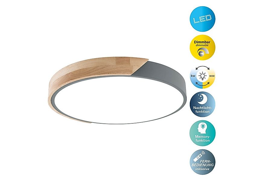 näve LED Deckenleuchte Borneo, CCT - über Fernbedienung, Dimmfunktion, Fern günstig online kaufen